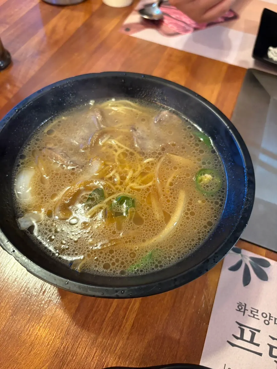 Beef noodle soup ordered as a finishing dish after the meat