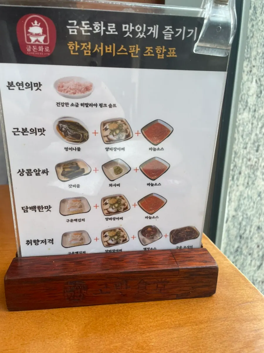 고기 조합을 안내하는 한점 서비스판