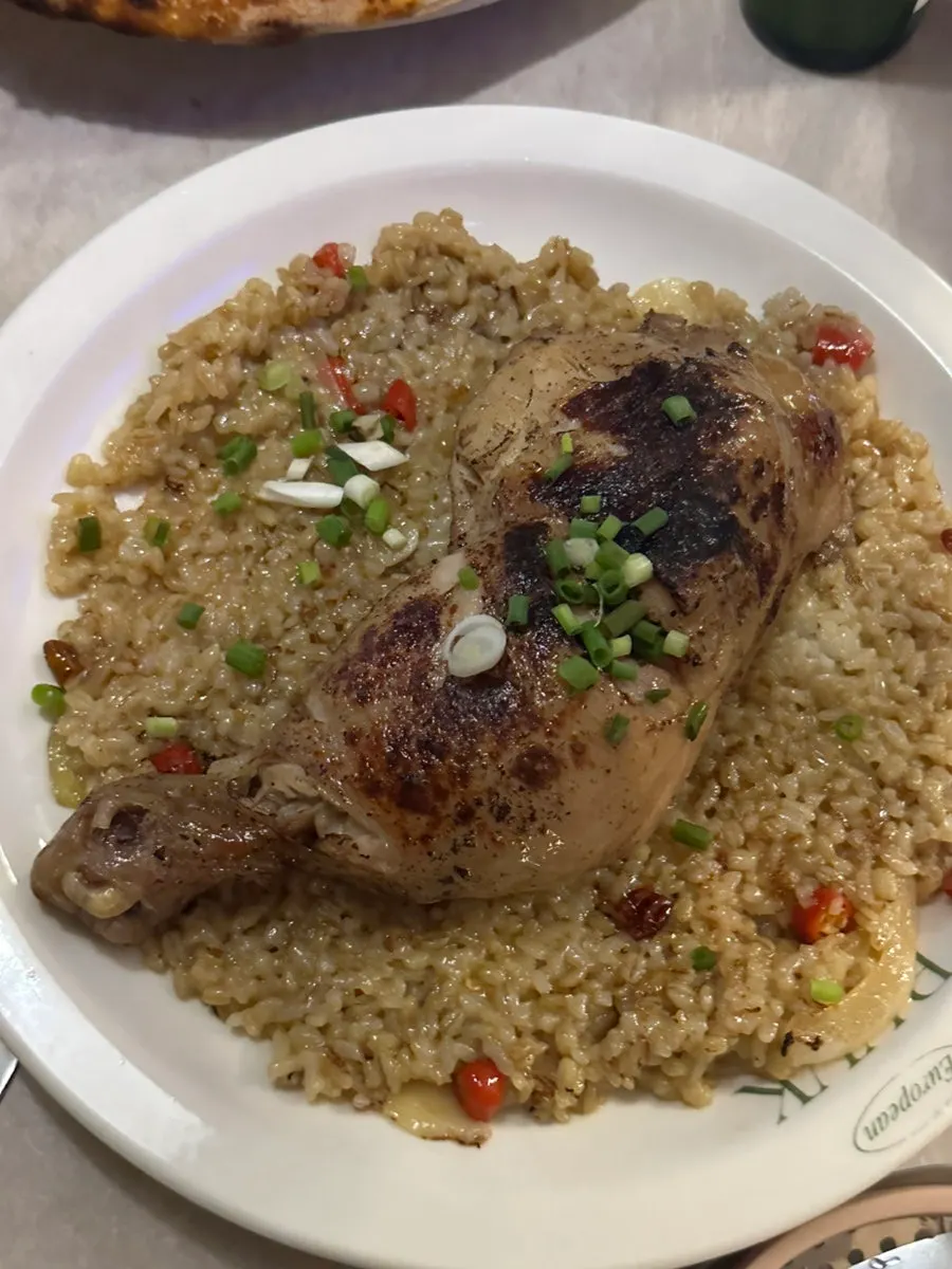 Kung pao chicken pilaf and chicken leg
