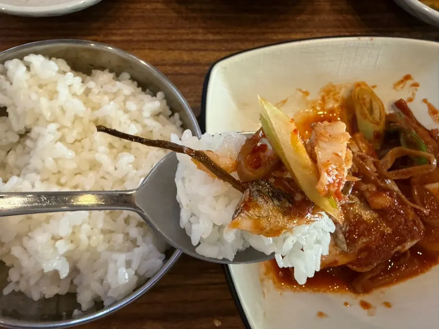 A thick, meaty cut of braised Mokpo hairtail