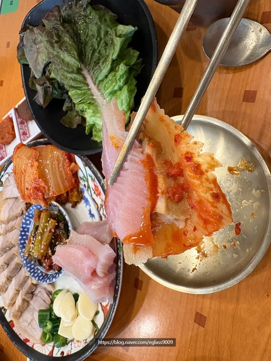 두툼한 보쌈고기 클로즈업