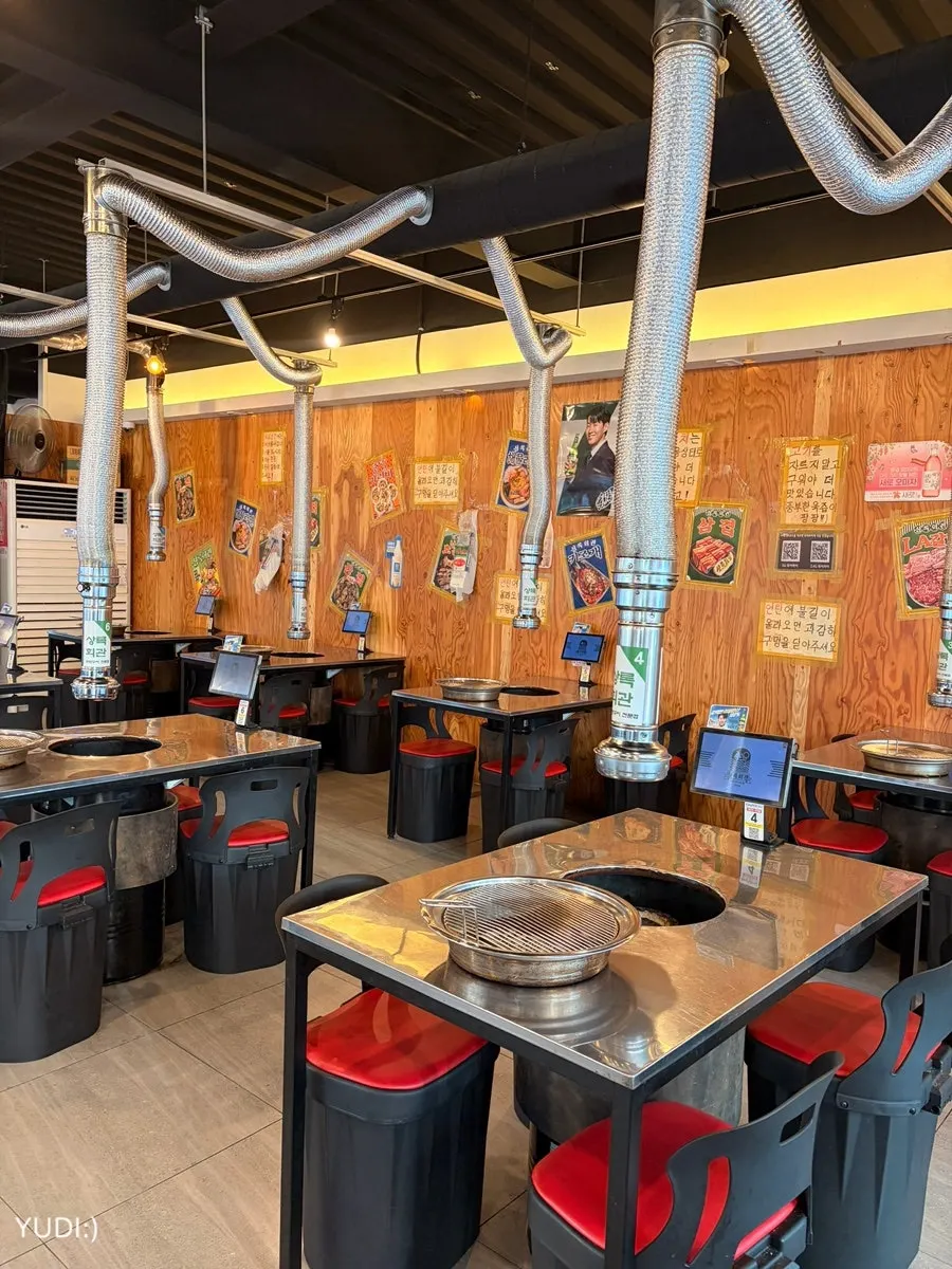 Retro-style interior of the meat restaurant