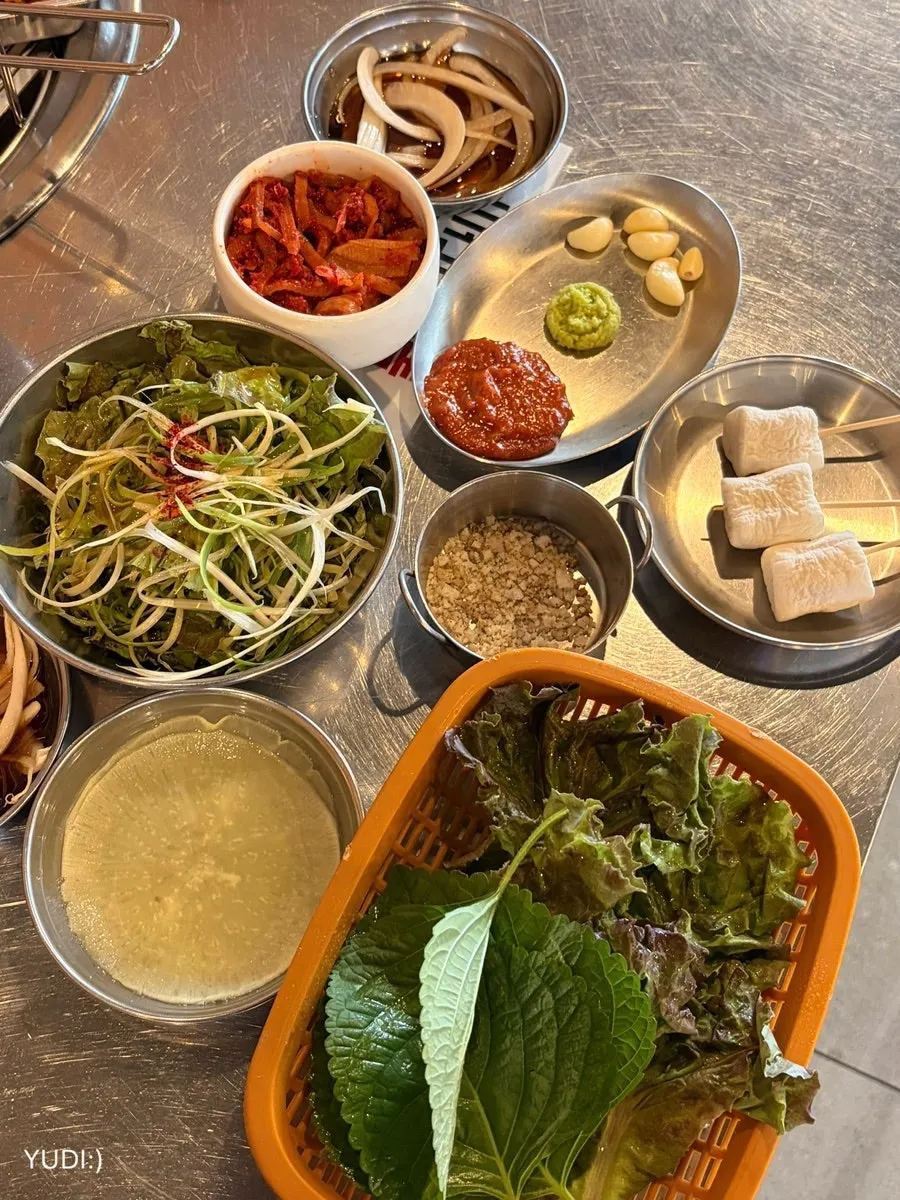 Table set with an array of side dishes