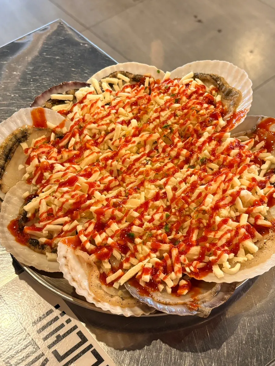 Sangnok Hoegwan's basic banchan spread including marshmallows