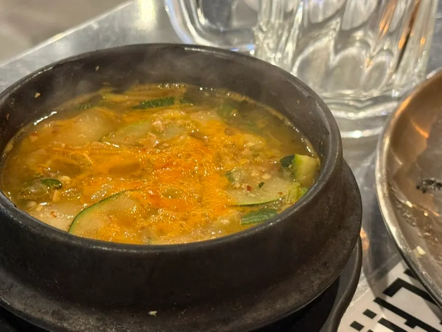 Doenjang jjigae ordered alongside the meat