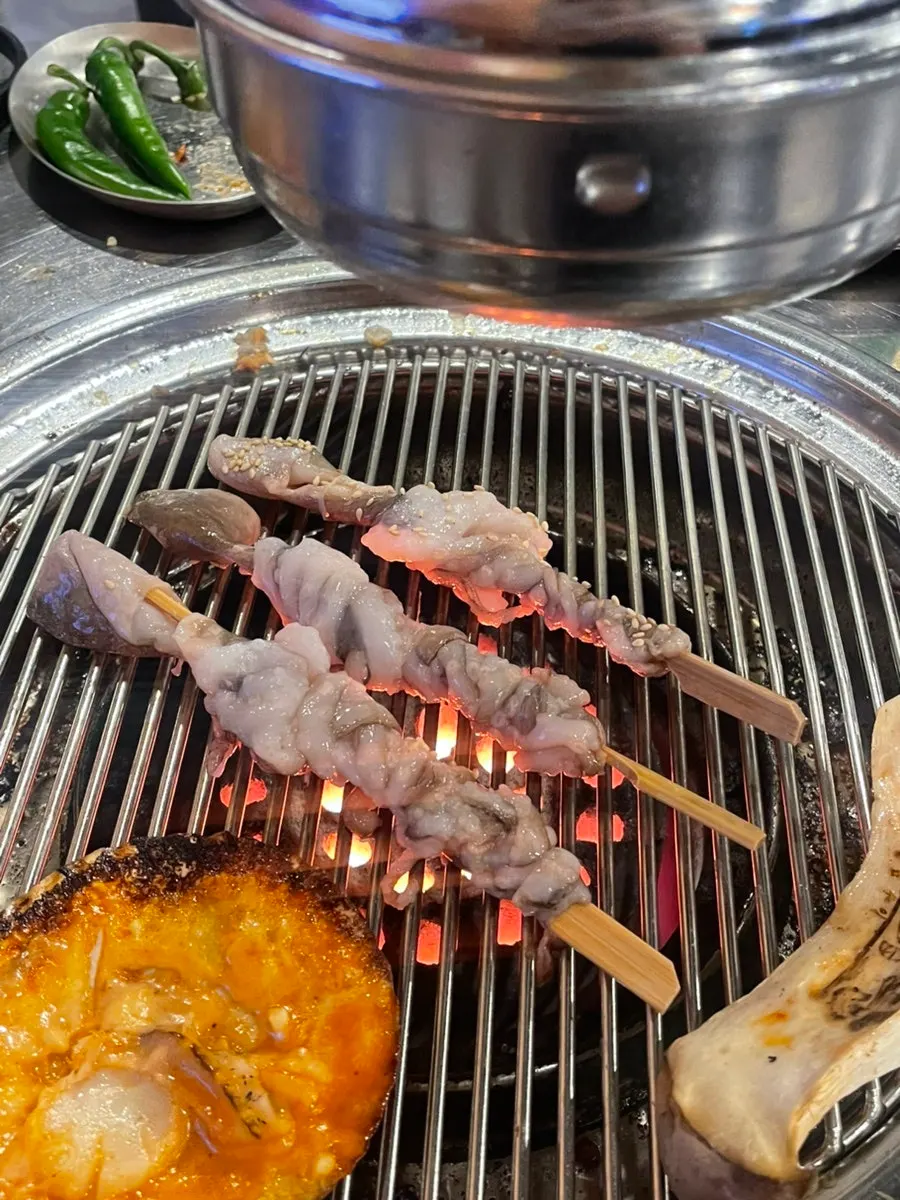 Octopus being grilled on the plate