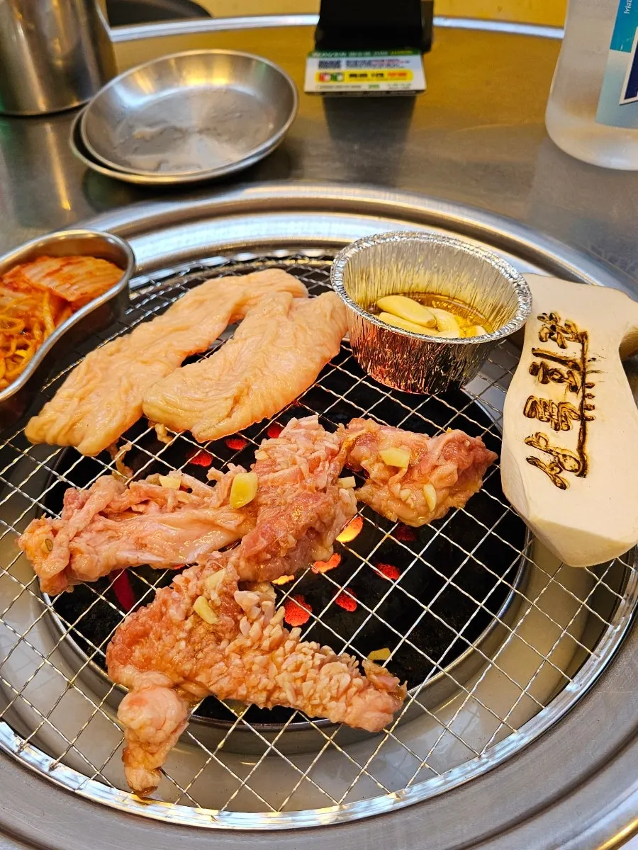Raw meat for charcoal grilling served with mushrooms