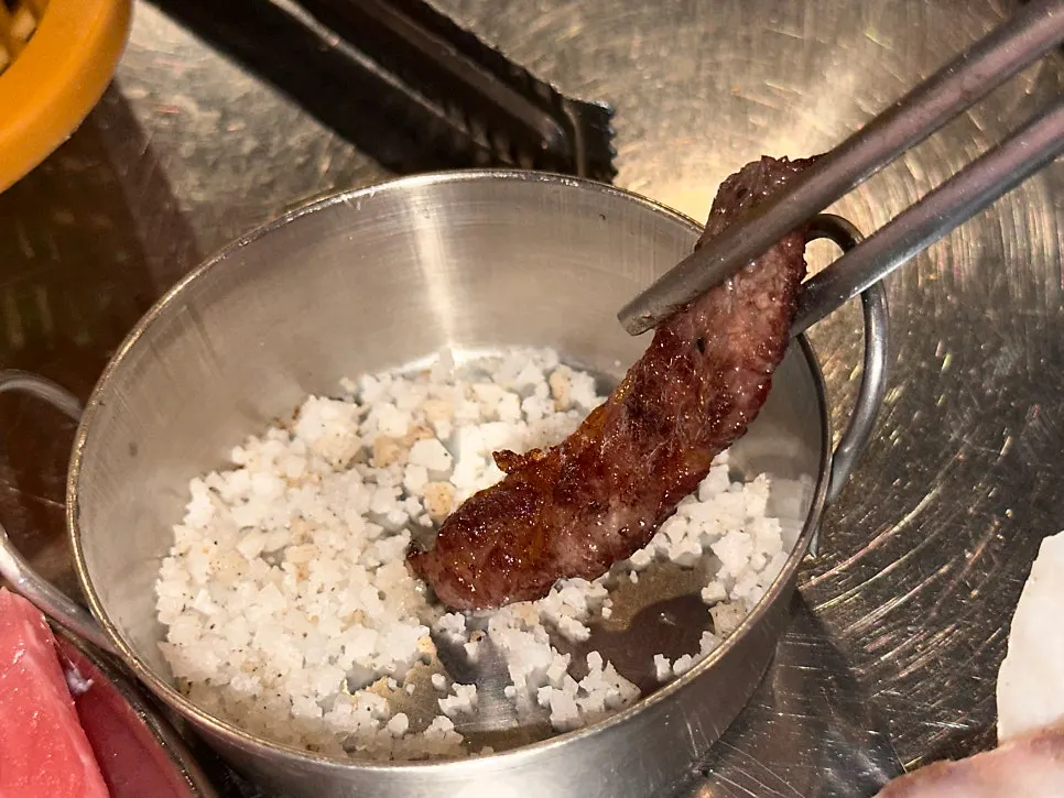 Beef skirt meat grilled to a golden brown