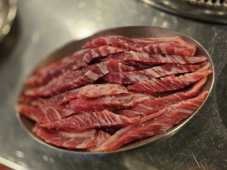 A single serving of beef galbisal, ordered as an extra