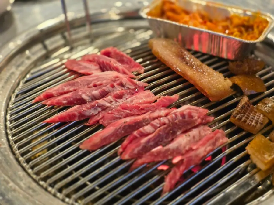 Beef galbisal on the charcoal grill