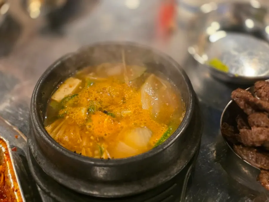 Doenjang jjigae and a bowl of rice to finish the meal