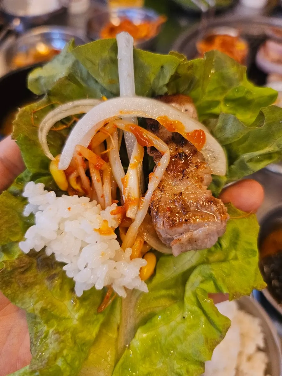 带冰碴的萝卜丝与烤肉