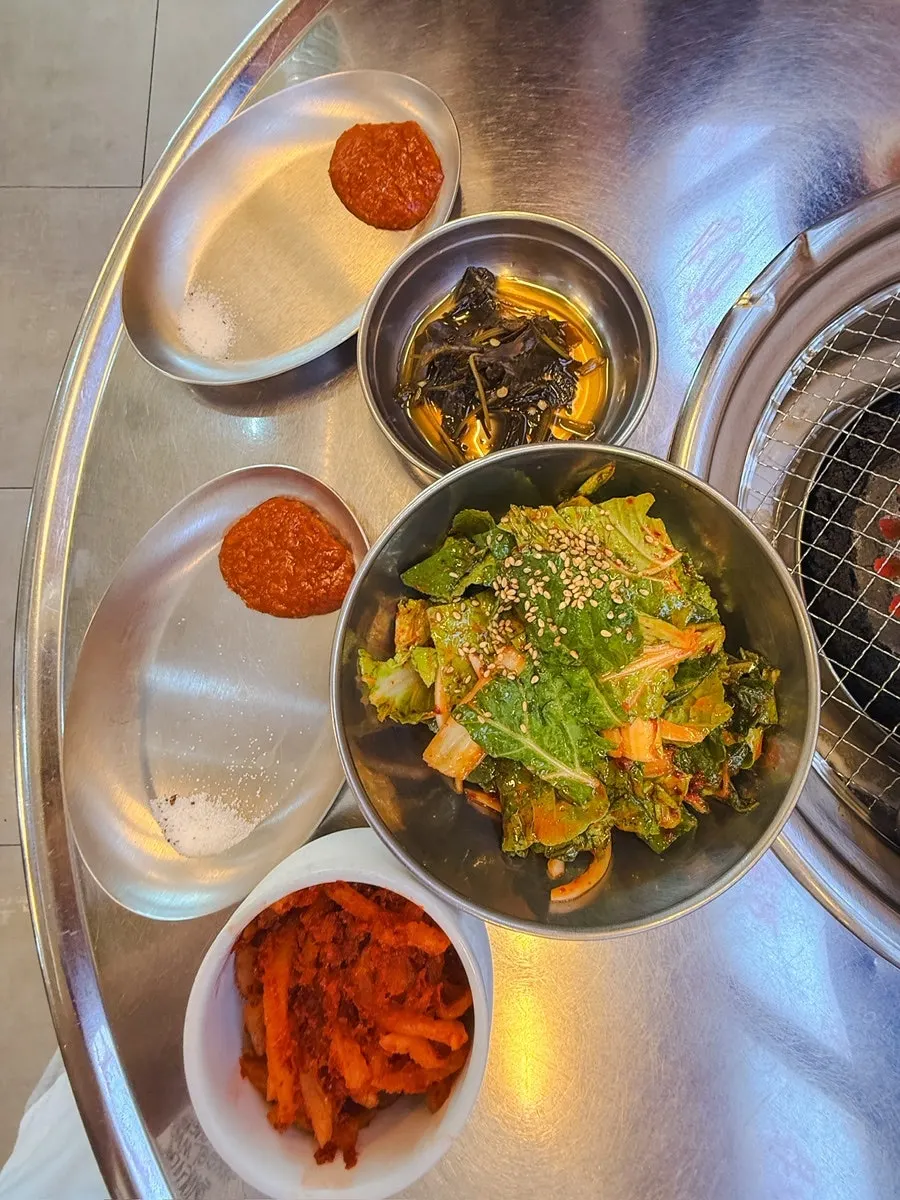 Table set with pork belly and odolgalbi