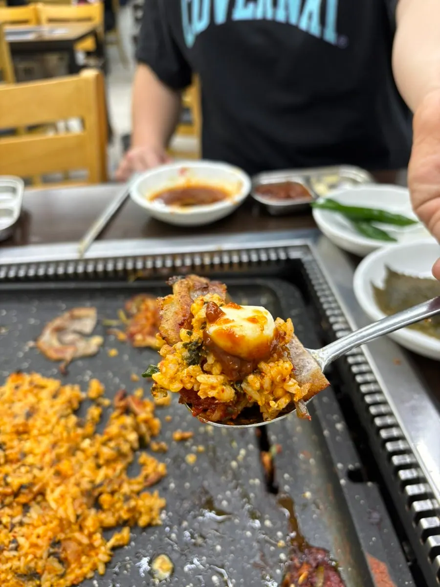 Fried rice cooked on the grill