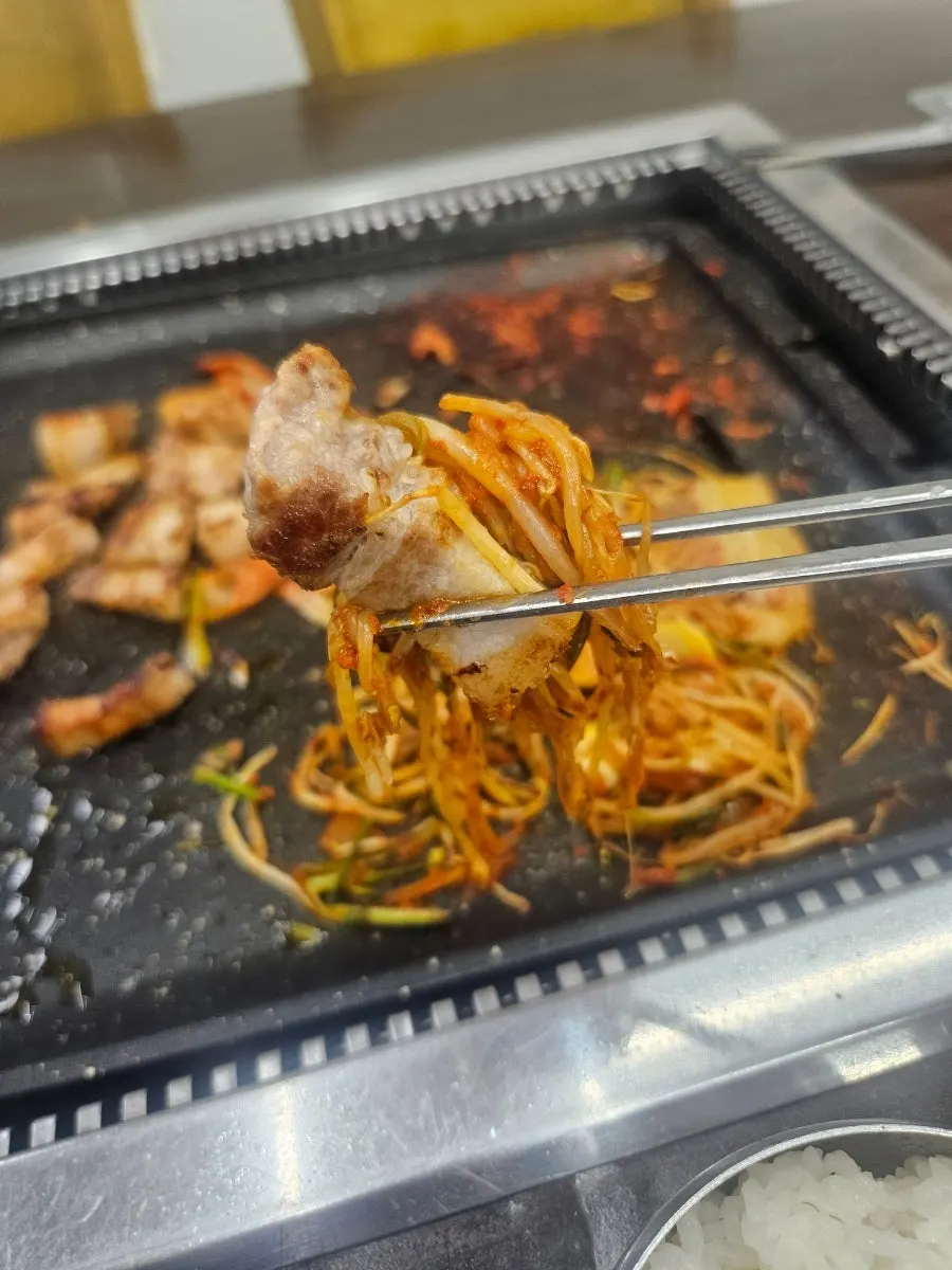 Warm grilled pork belly
