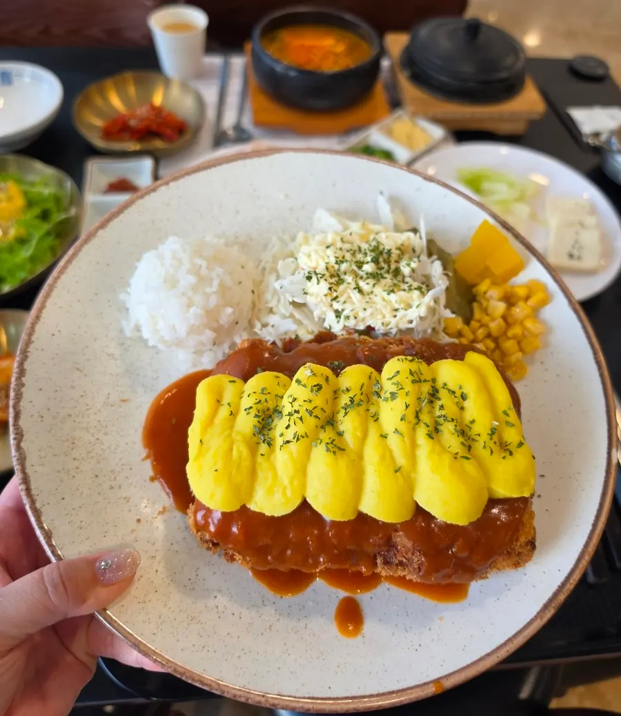 Sweet potato cheese pork cutlet at Sangol Chueojeong