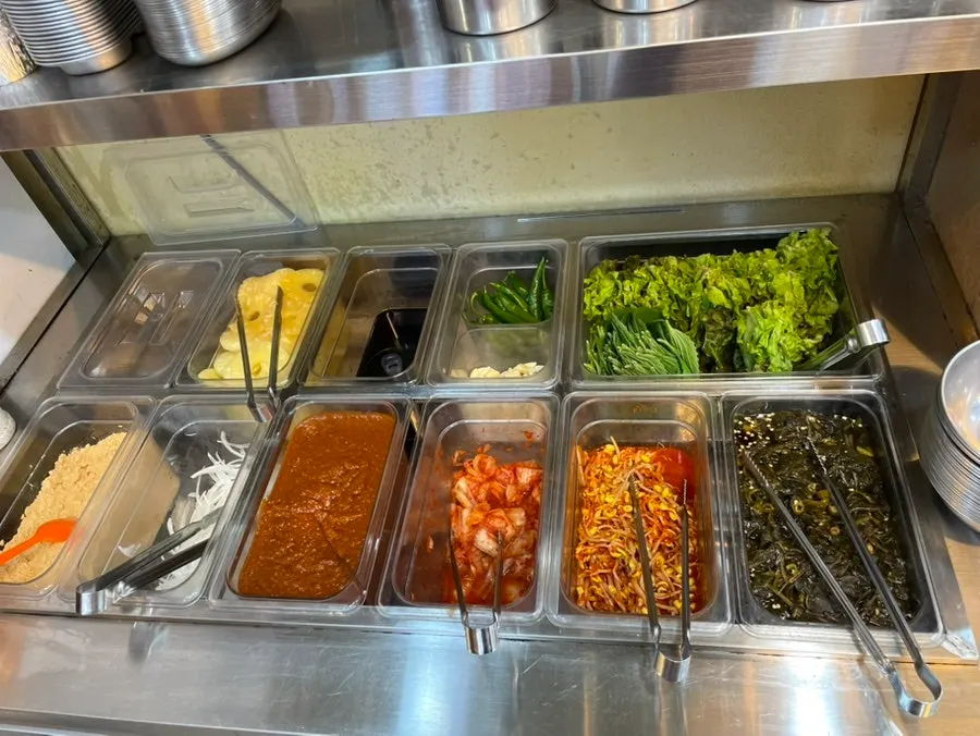 Self-bar with lettuce wraps and side dishes