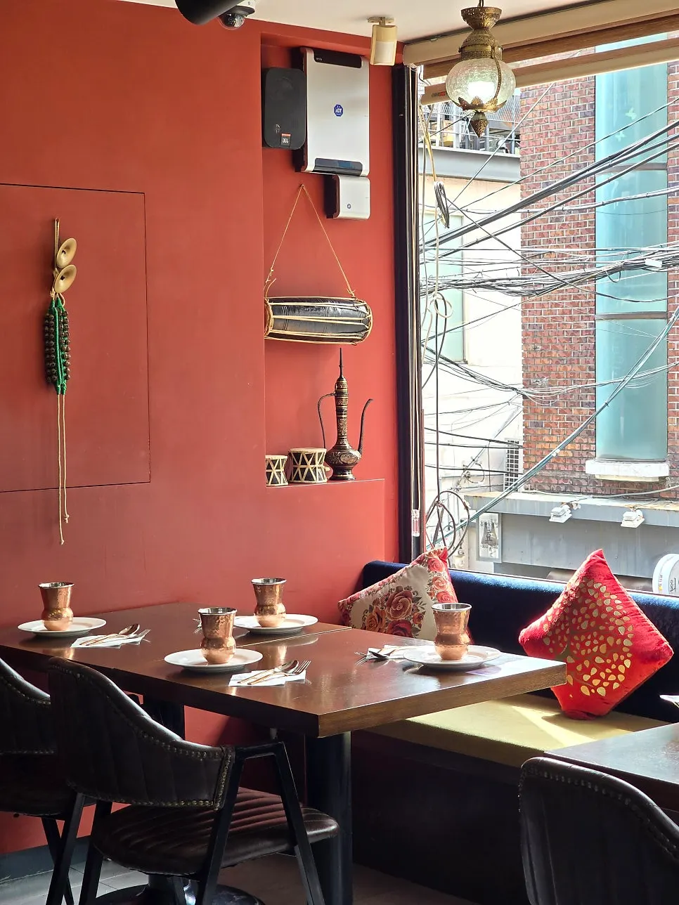 Sunlit second floor at Deli India