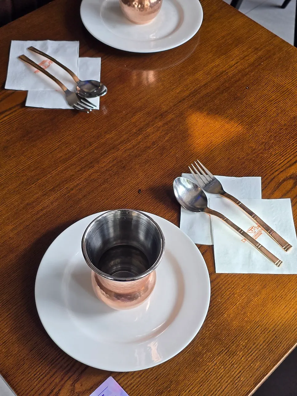 Neatly prepared dining table