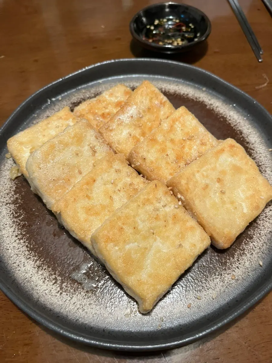 Perilla-oil grilled tofu at Dambaek Jujeom