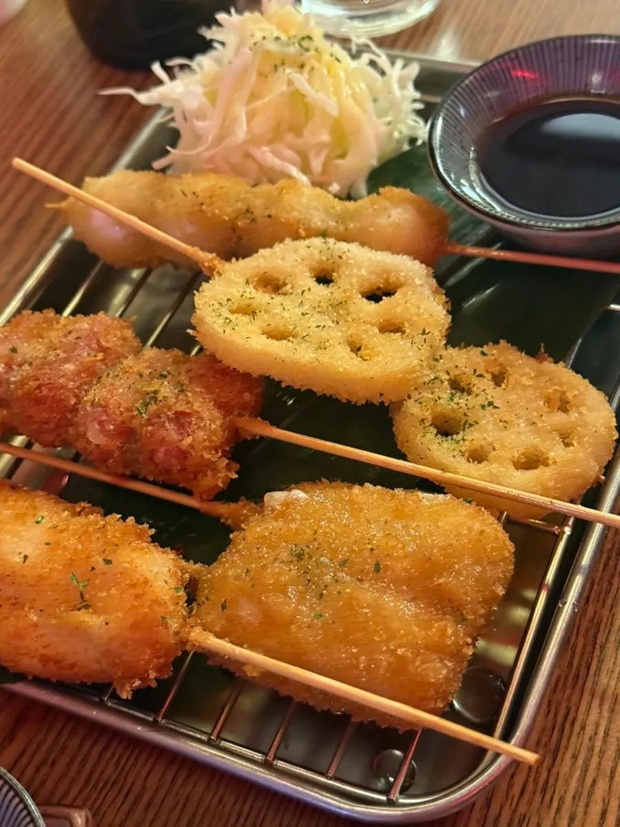 Cross-section of kushikatsu with cheese inside