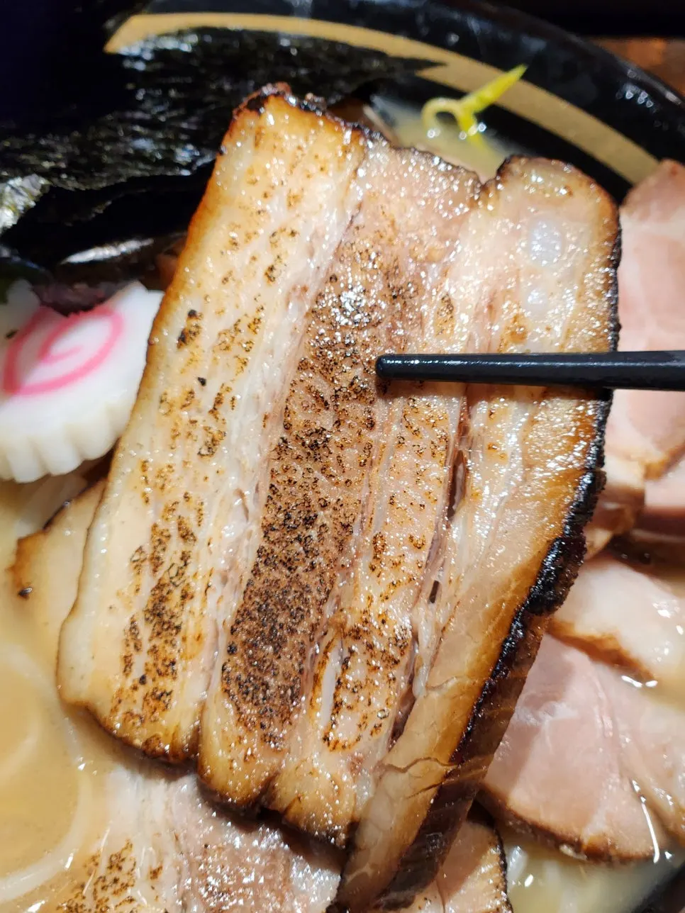 Tender, thick flame-seared chashu