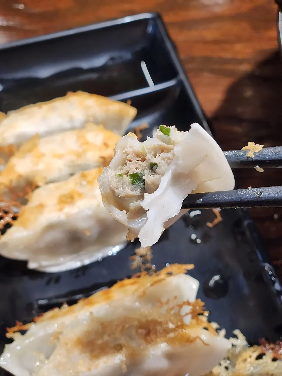Yaki gyoza, crispy outside and juicy inside
