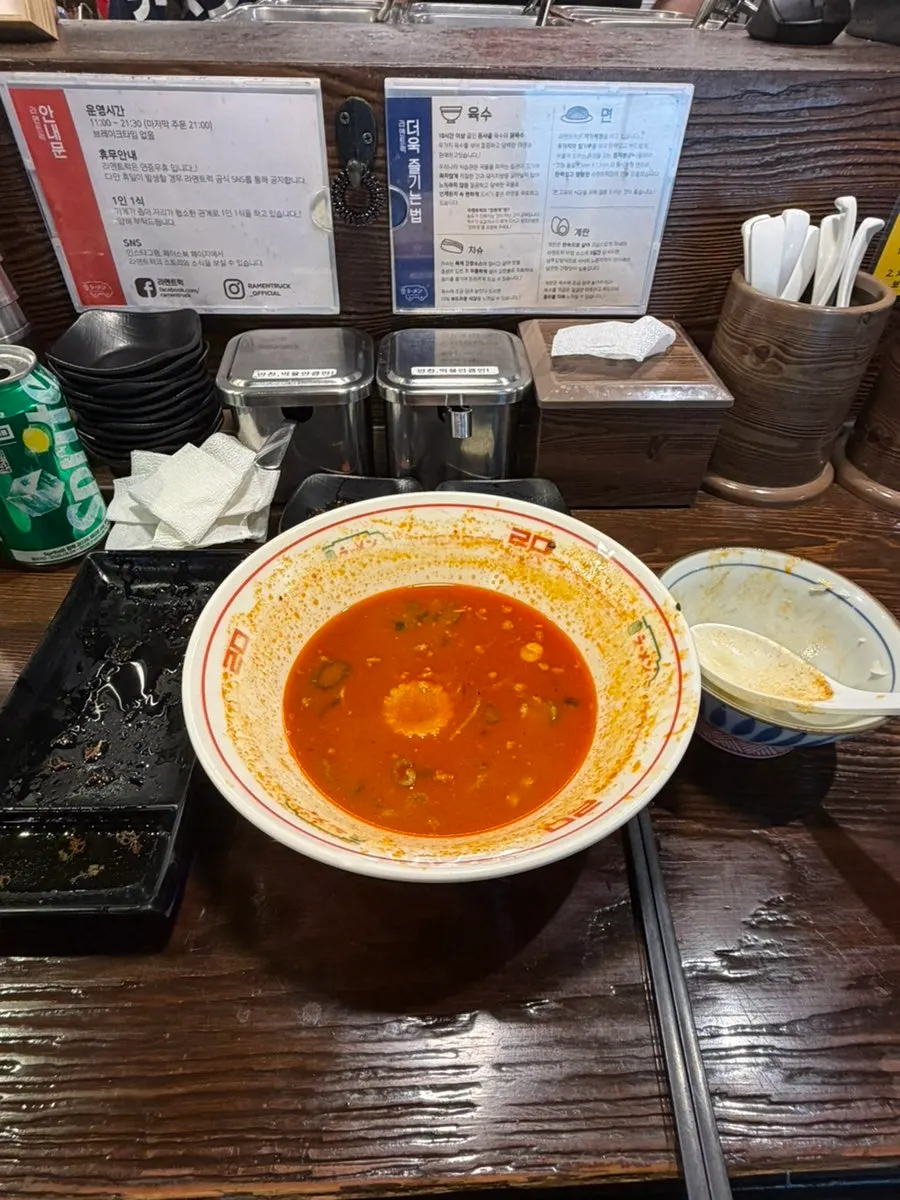 Eating chashu with rice and noodles