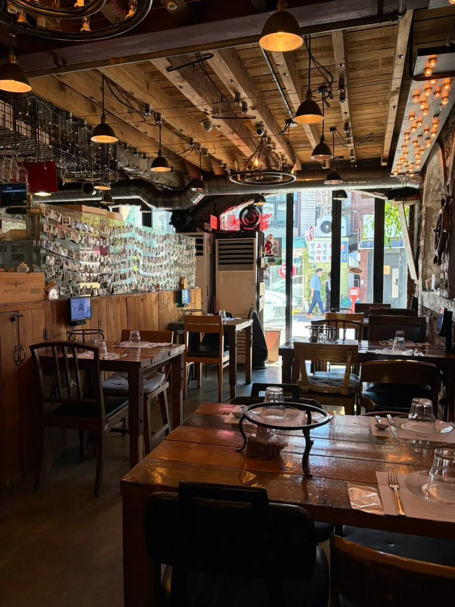 Old-alley atmosphere of the street around Hongdae Hwadeok Pizza