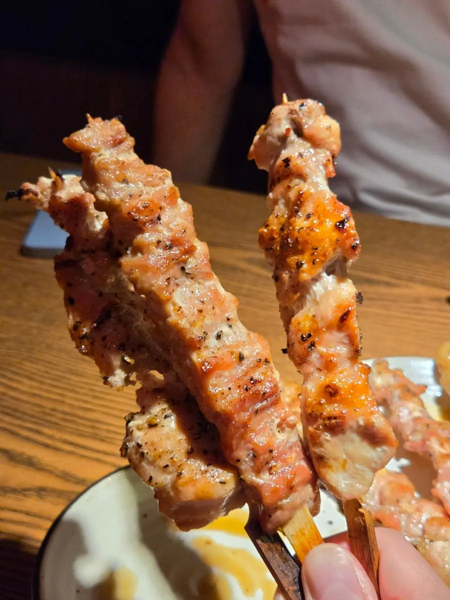 Skewers grilled crisp outside and moist inside