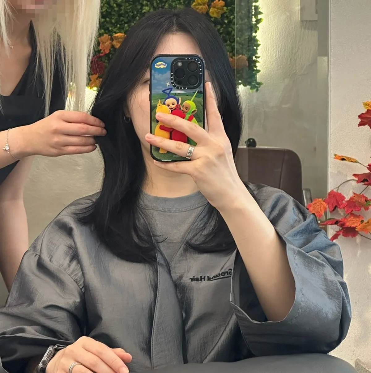 염색 후 균일하게 나온 딥브라운 컬러