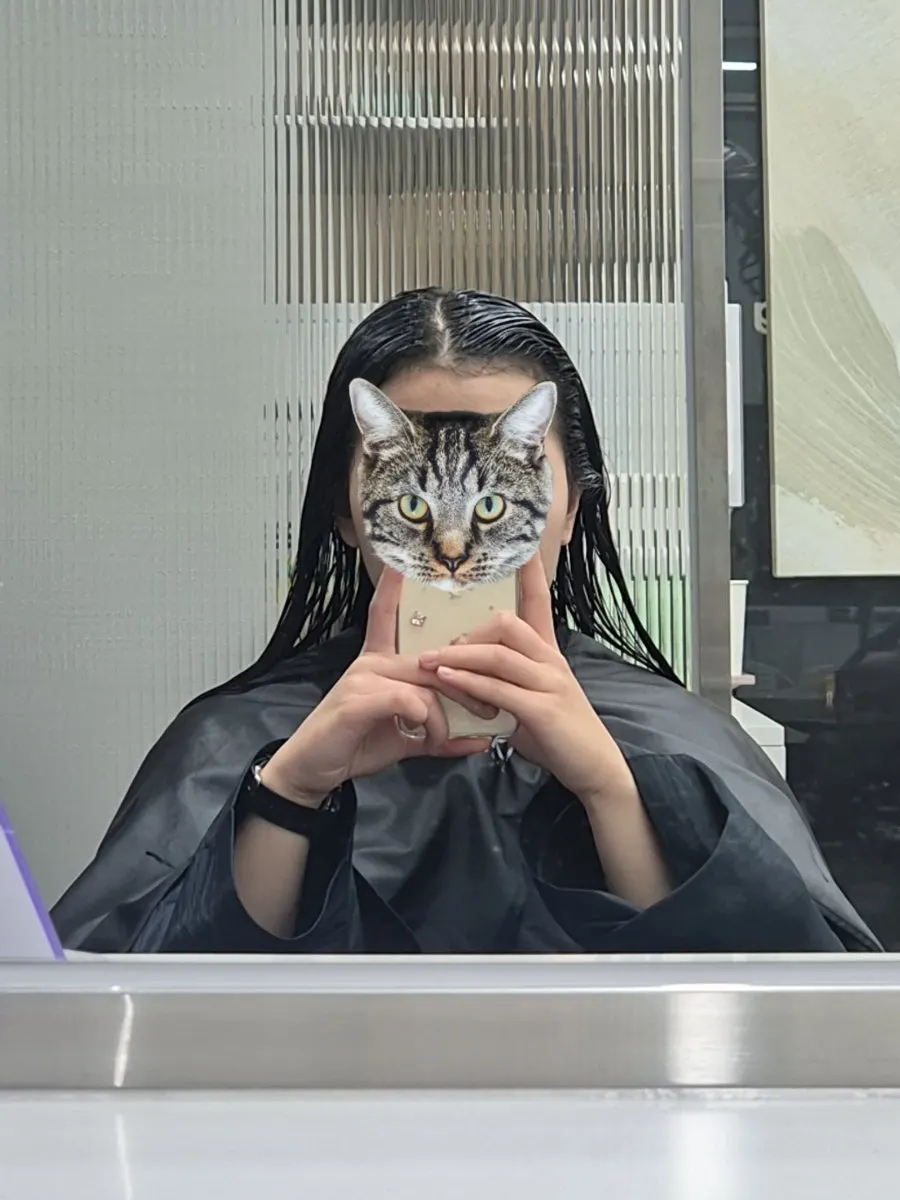 Magic straightening solution applied to wet hair after shampooing