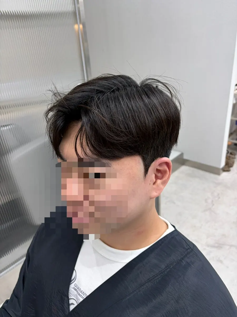 Trendy men's hairstyle after treatment