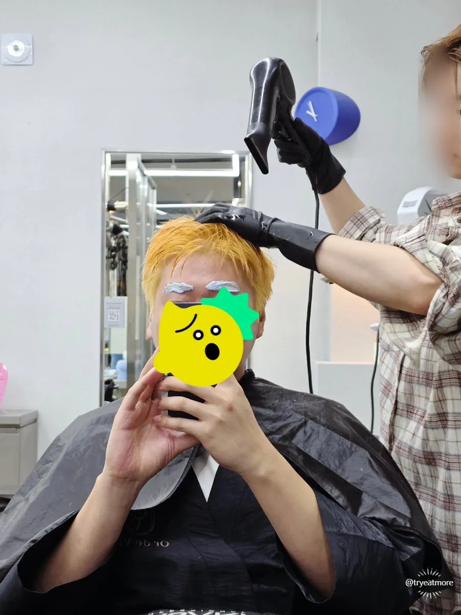 Round one bleach result revealed after washing hair