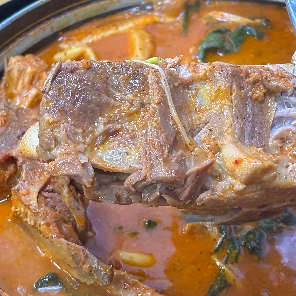 건져 올린 감자탕 뼈 한 조각