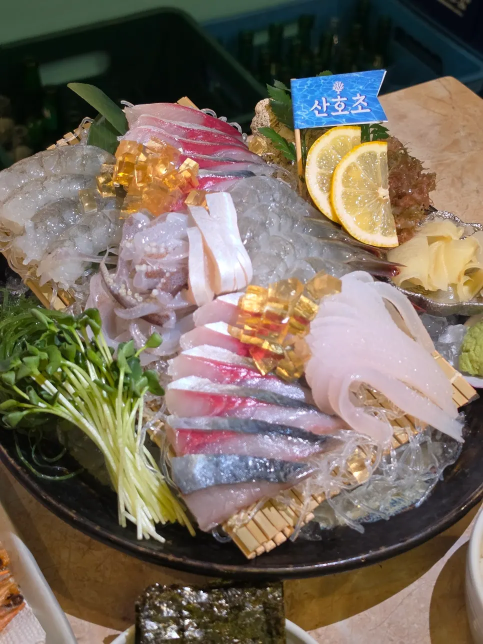 활고등어 산오징어 생새우 한 판 구성