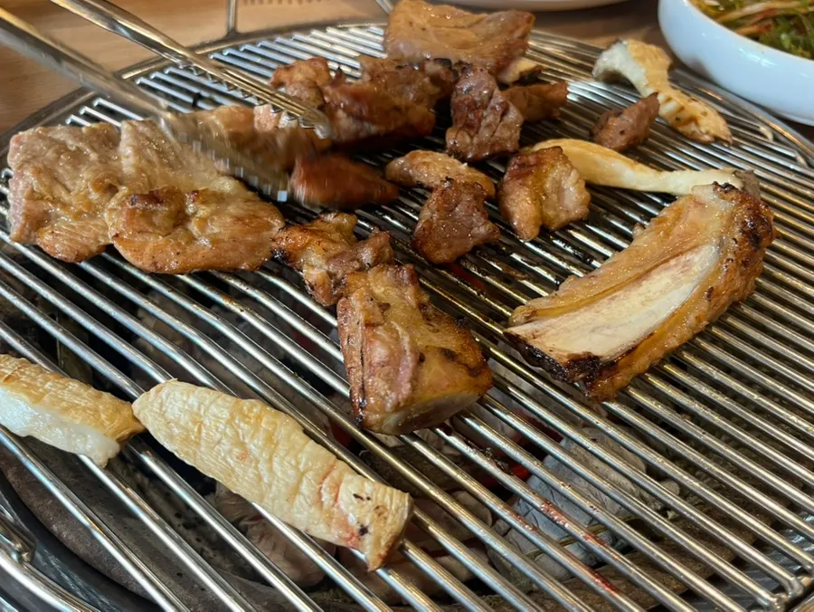 Seasoned pork ribs grilled to a golden brown