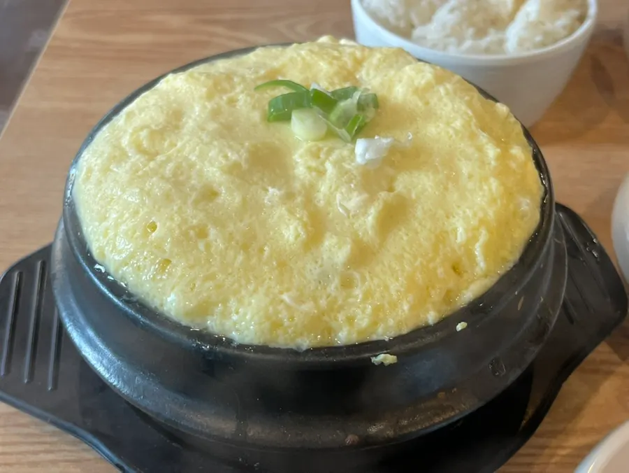 Piping-hot steamed egg served at the table