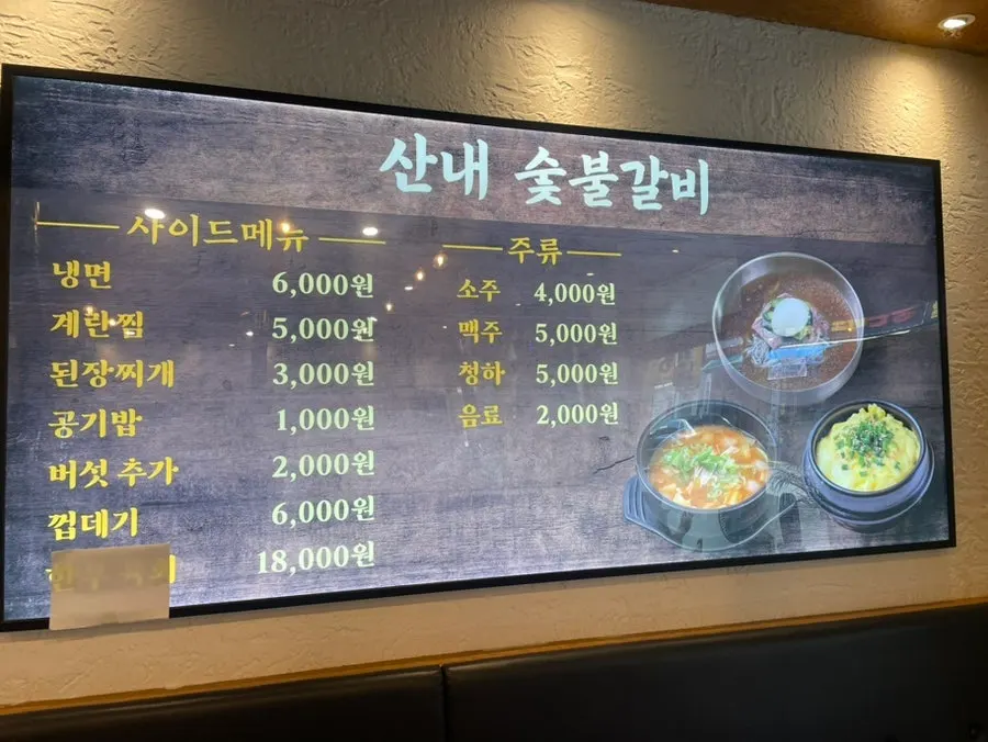Menu board listing meal menu items