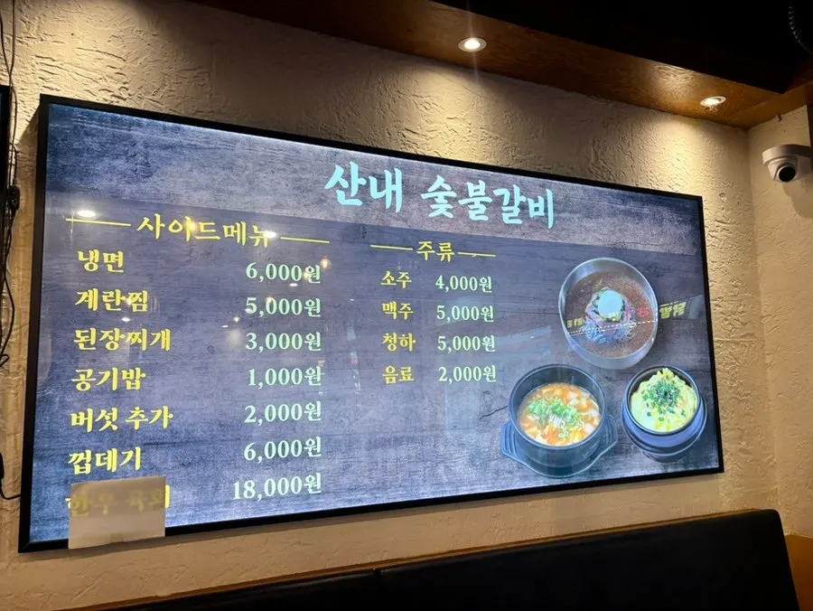 Menu board showing the single-item seasoned Korean pork galbi dish