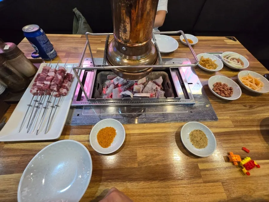 Lamb skewers grilled to a golden brown
