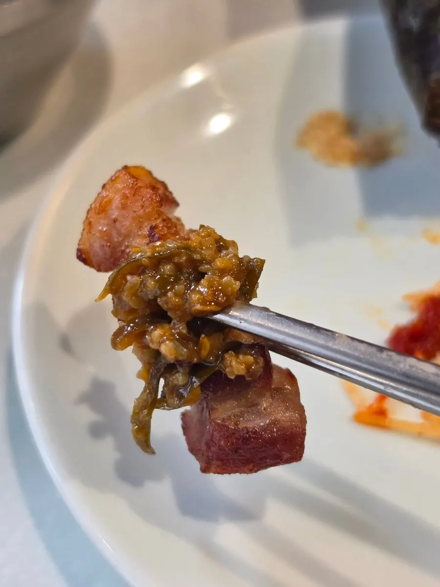 Piece of gabrisal paired with wasabi