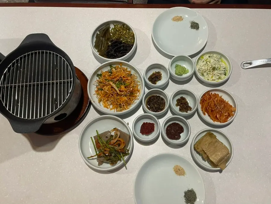 Side dishes prepared ahead at the table