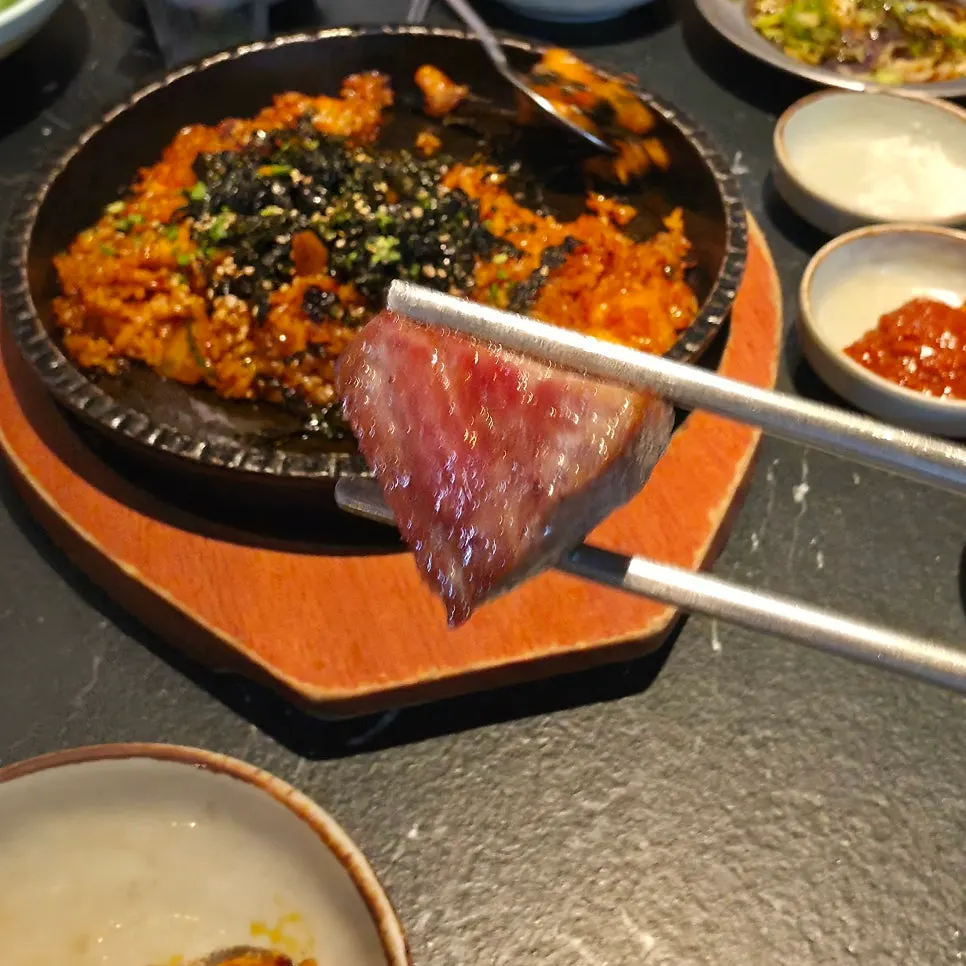Aged pork belly eaten with rice