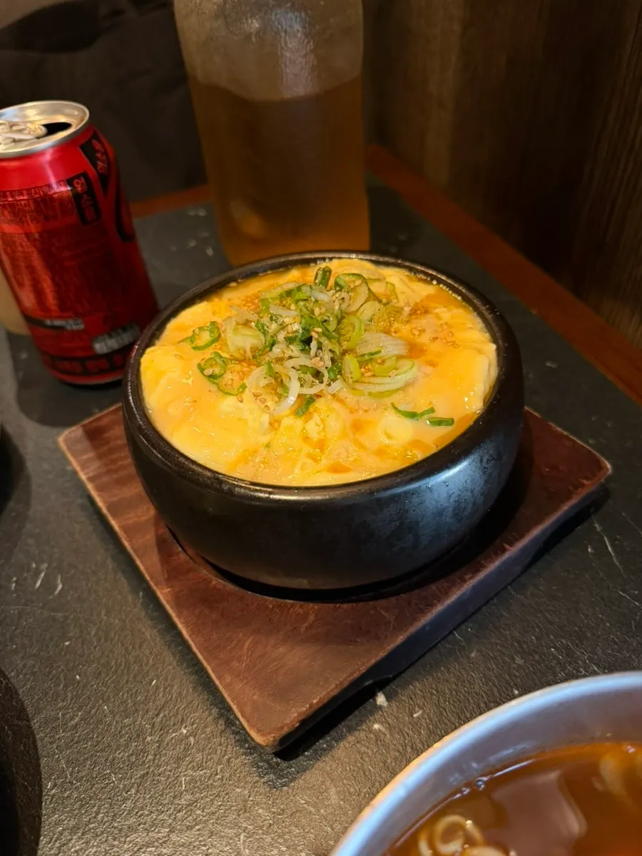 Country-style steamed egg drizzled with sesame oil