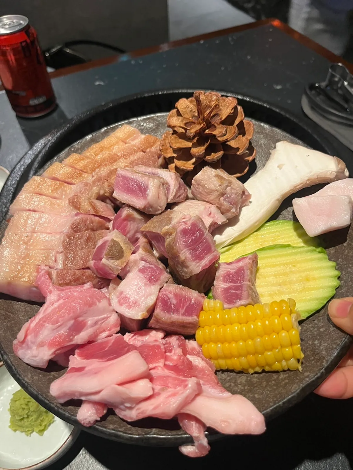 Raw meat plate for the aged pork platter for 2–3