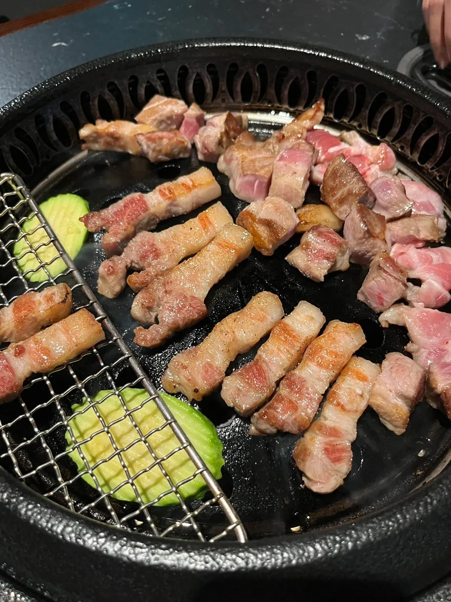 Pork collar and pork skirt grilled by staff