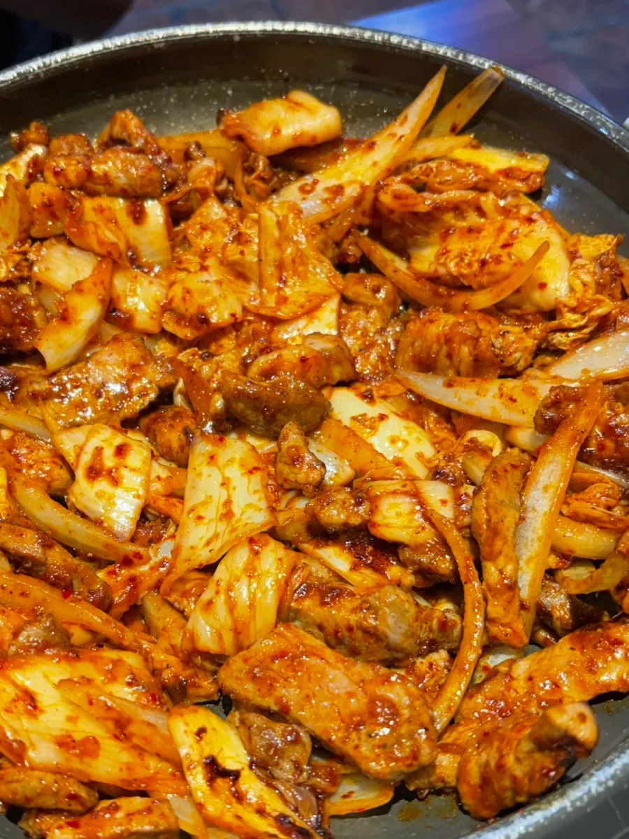 Pork kimchi grill loaded with kimchi and onions