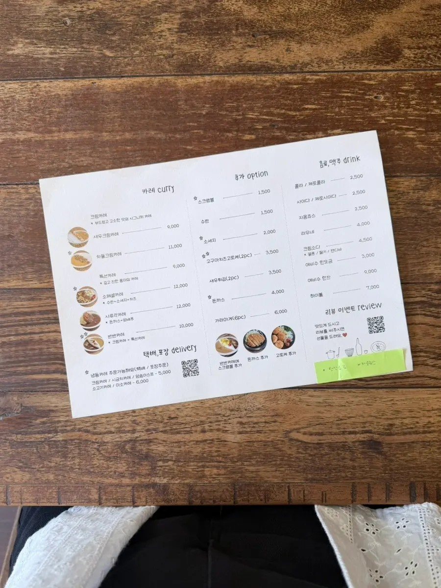 Sarugak20 curry menu and add-on price list