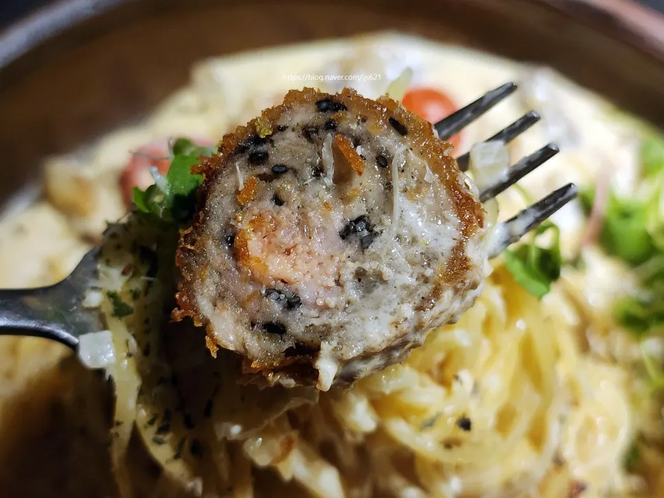 Cross-section of the salty mentaiko katsu